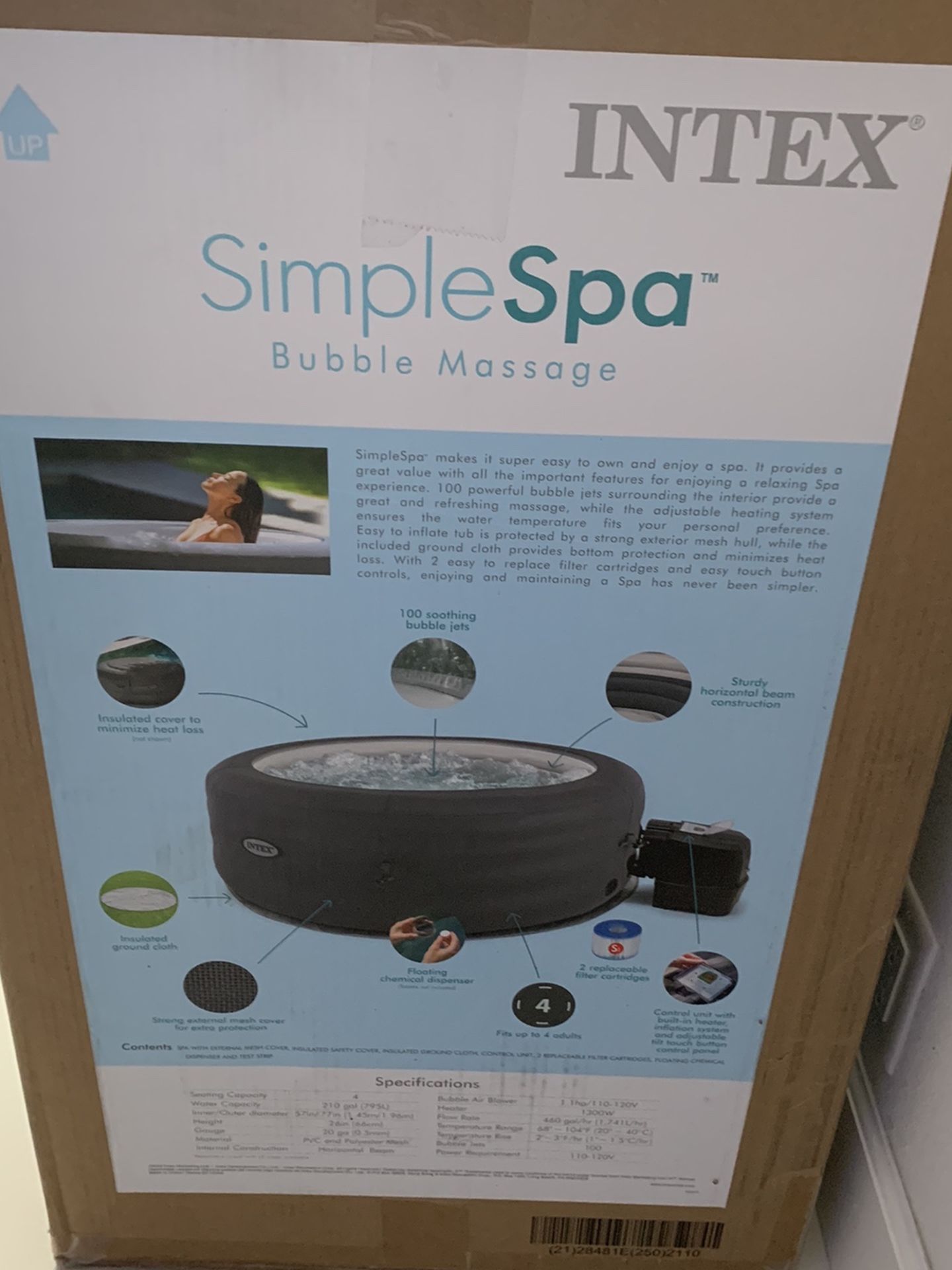 Intex Spa Hot Tub with Filter Pump And Cover New Sealed