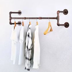 Nice Industrial Rustic Farmhouse Metal Pipe Wall Mount 42” Clothing Rack