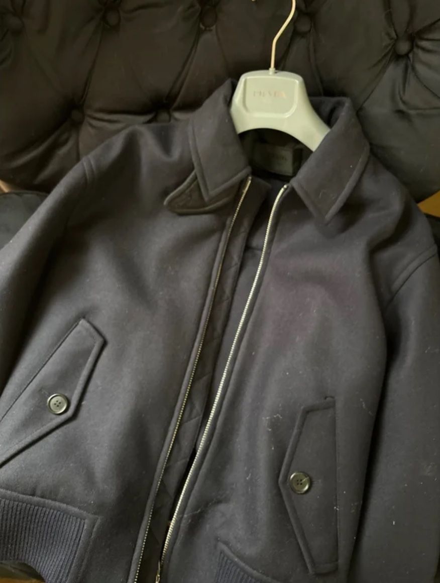 Prada FW 2018 Wool Blue Bomber