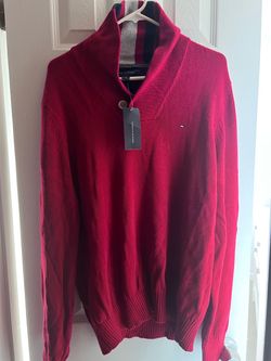 Tommy Hilfiger Red Shawl Collar Sweater