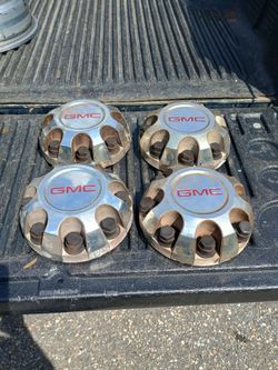 4 GMC Center Caps With Plastic Lug Nut Screw On Covers