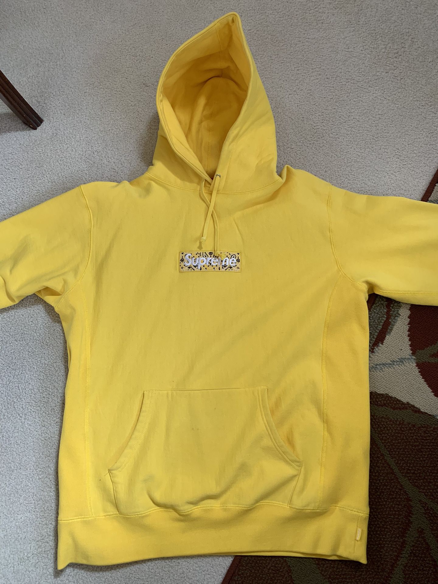 Supreme Bandana Box Logo Hoodie 'Yellow' Size Xl for Sale in