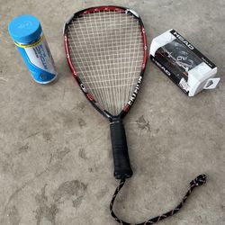 Raquetball Equipment - Racquet, New Head Goggles + New Dunlop Can of Balls