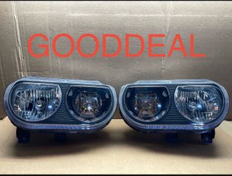 #OH88 2008-2014 DODGE CHALLENGER BLACK HALOGEN HEADLIGHT PAIR