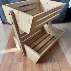 Two-tier Bamboo Fruit Basket/ Vegetable Holder/ storage organizer