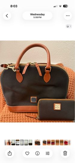 Dooney & l Brown Pebble Grain Handbag and Wallet