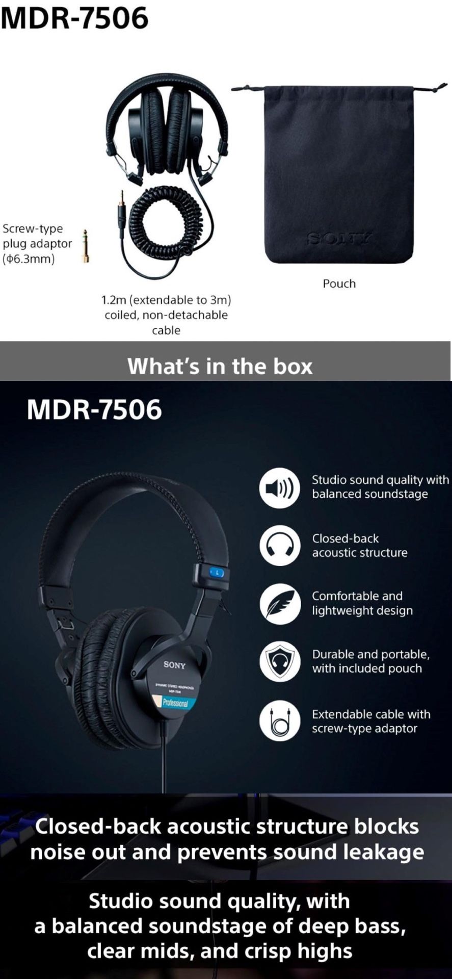 SONY Professional Studio Headphones