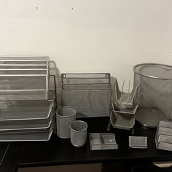 Silver office wall and desk organizers