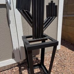 HANDMADE METAL ART AND METAL AND WOOD TABLES