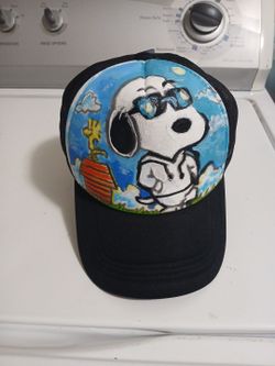 Snoopy trucker hat hand painted
