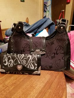 NICE BLACK AN SILVER PURSE WITH WALLET
