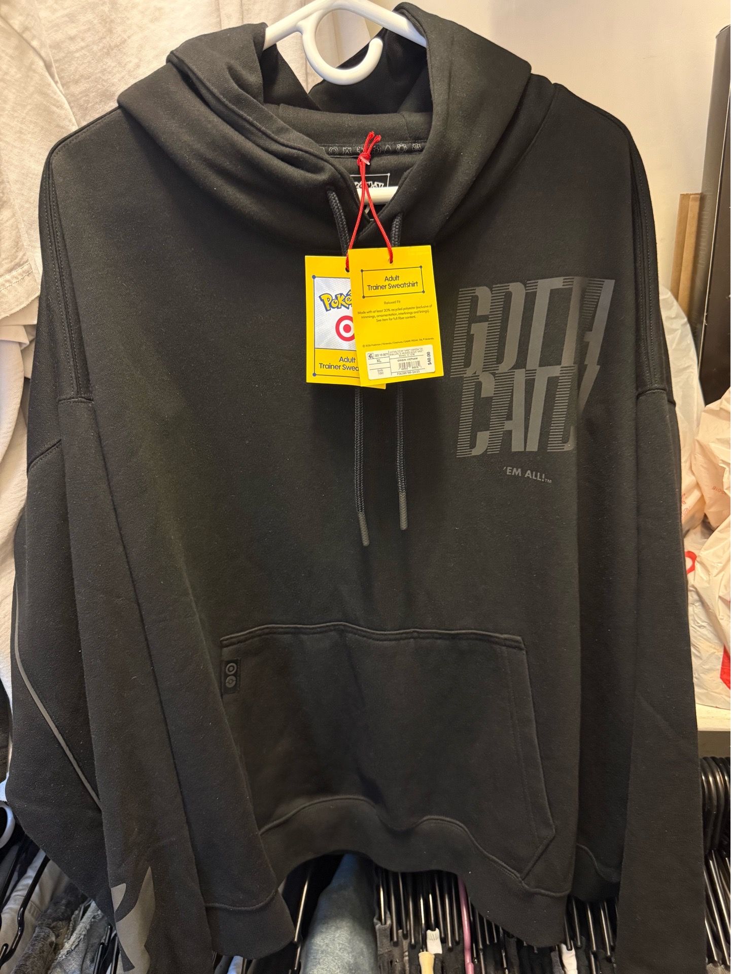 Pokémon X Target Exclusive Gotta Catch Em All - Black Hoodie : Adult Size XL