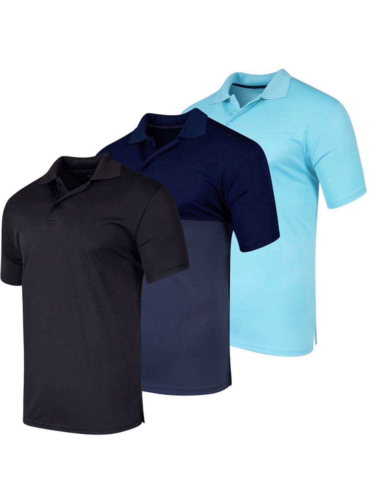3 Pack: Men's Quick-Dry Short Sleeve Athletic Performance Polo Shirt (size 3X) big and tall