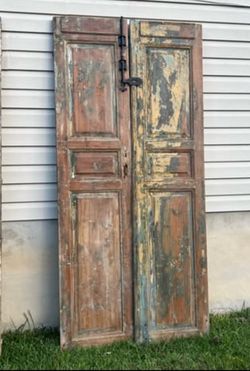 Vintage antique solid wood set of doors