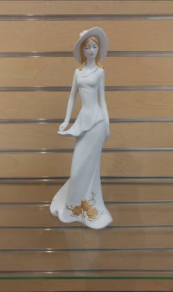 Ceramic Lady / Woman Figurine _ Statuette ( NEW ) white & gold