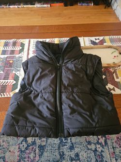 Black Puffer Vest with Zip Front