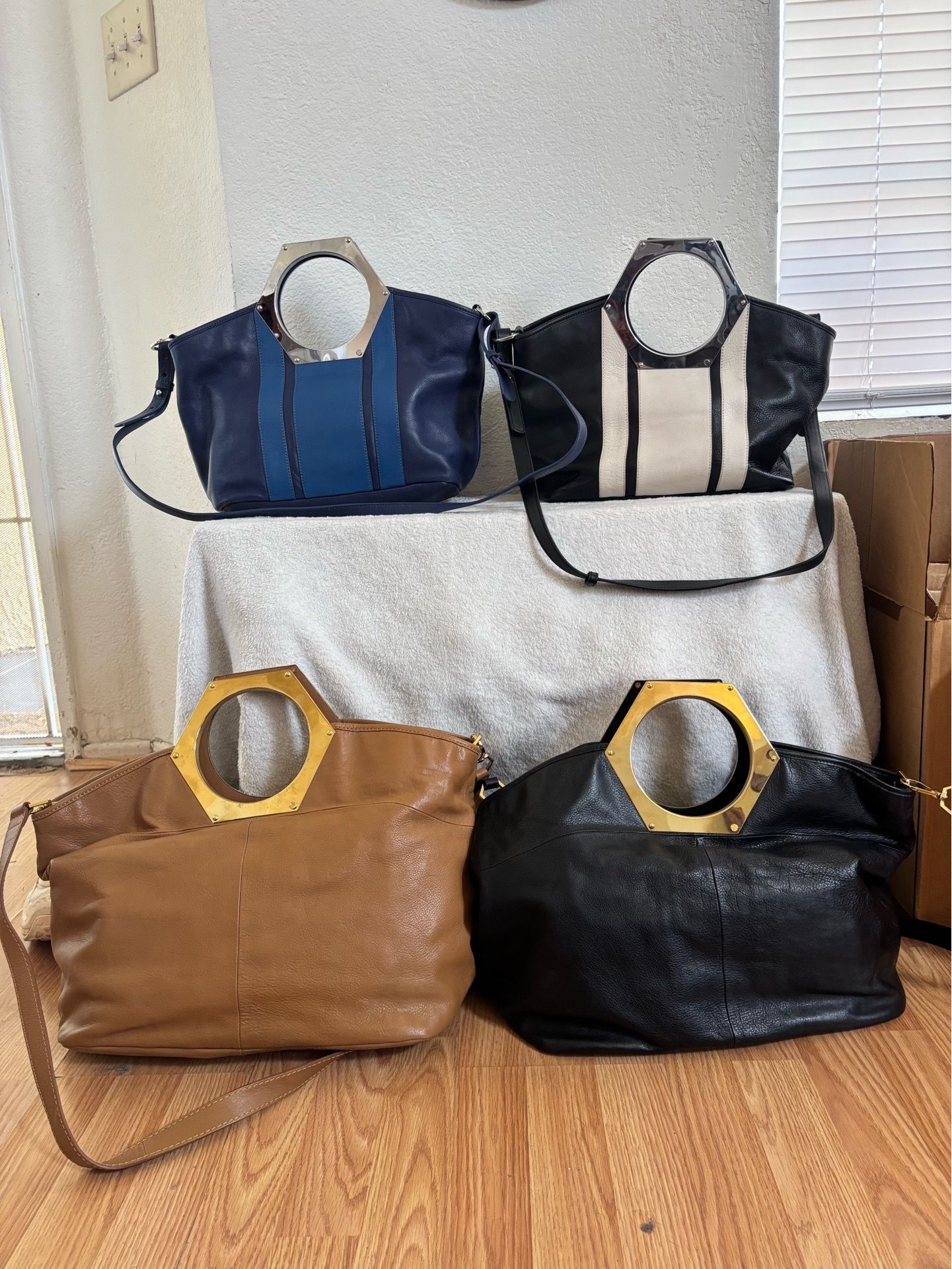 Lot of 4 Jonathan Adler Hexagonanl Clutch Tote Bags