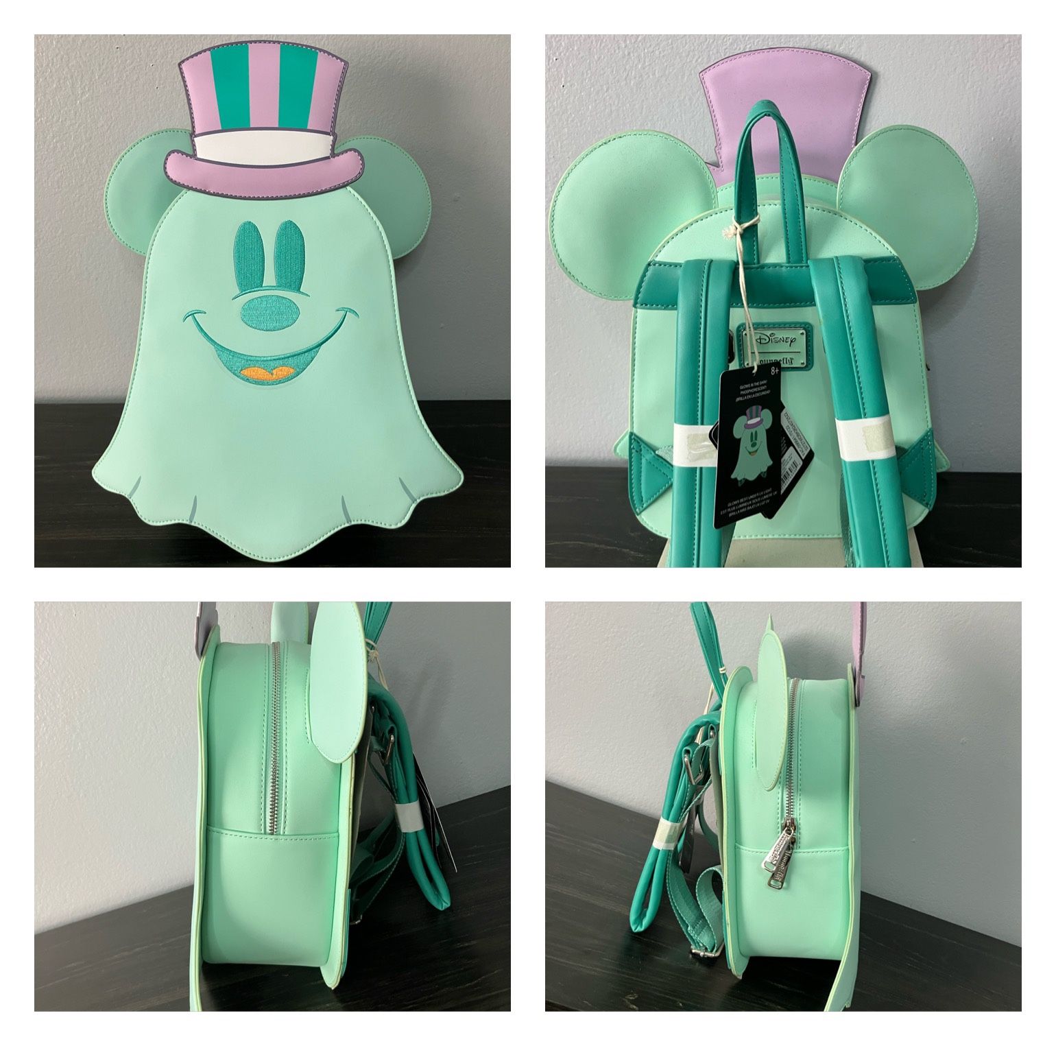 DISNEY Loungefly Mickey Ghost GLOW Mini Backpack (NWT)