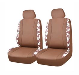 Auto Drive Universal Car Seat Covers – Set of 2 – Brown Cow Print – OPEN BOX