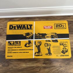 Brand New ! Never Opened ! DEWALT 20V MAX 4-Tool Brushless Power Tool Combo