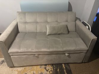 Gray Velvet Sleeper Loveseat Sofa Bed