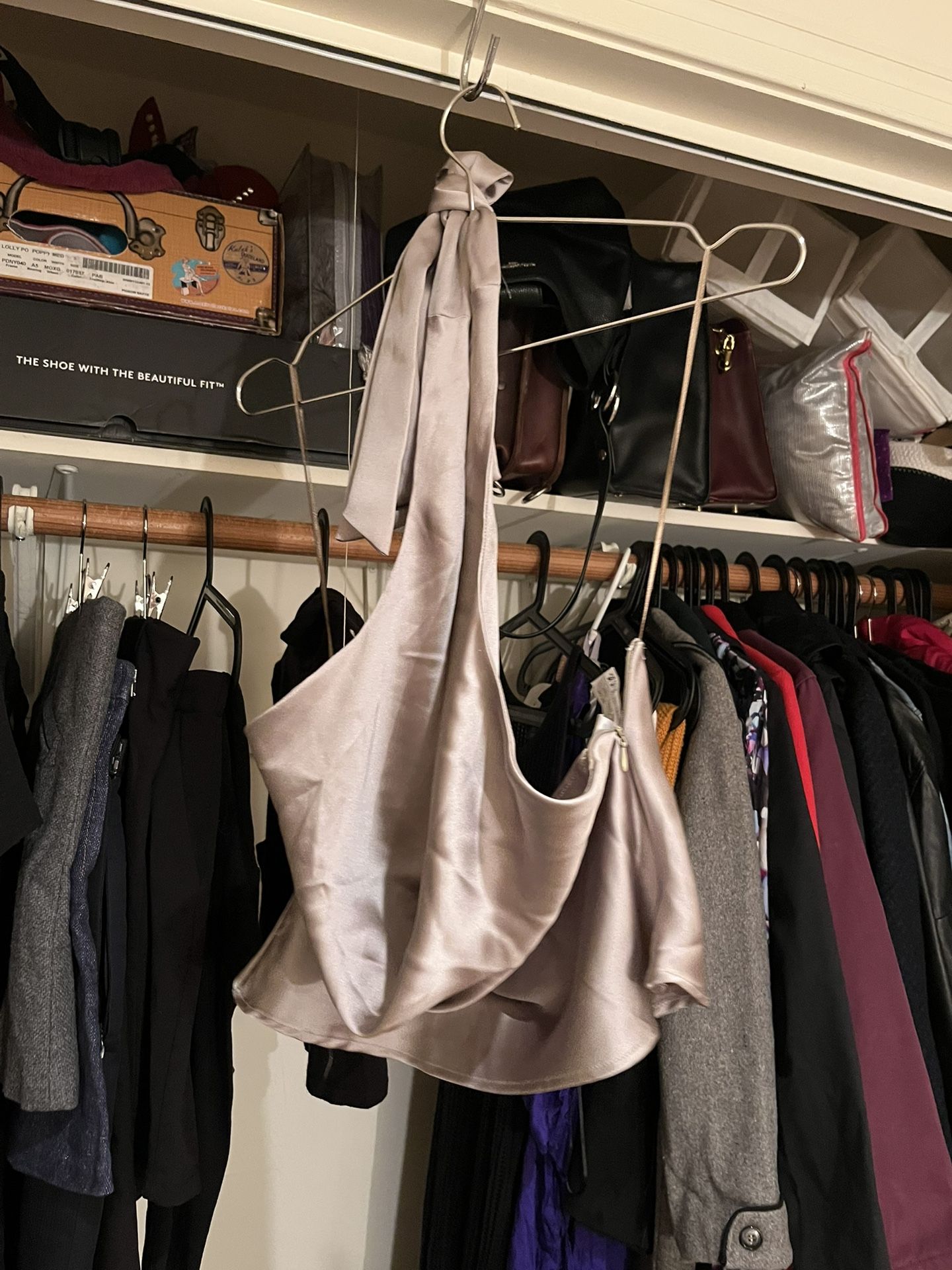 Zara Cowl Neck Halter Pewter Metallic 