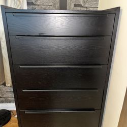 32” Black 5-drawer Tall Dresser Crate & Barrel
