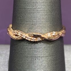 10K Rose Gold Diamond Stackable Ring 