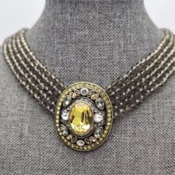 Vintage Designer HEIDI DAUS STATEMENT Choker Necklace SWAROVSKI Beaded Crystal 16.5"  This stunning vintage necklace by Heidi Daus is a true statement