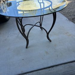 Beveled Glass Round Dining Table