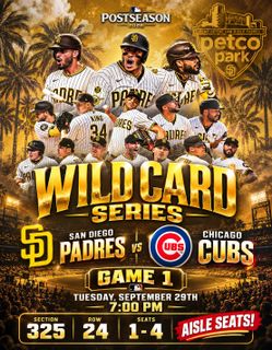 Padres vs Chicago Cubs - WILD CARD GAME 1 - Section 325 - 4 Tickets