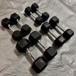 Rubber-coated Hex Dumbbells - 140 Lbs Total