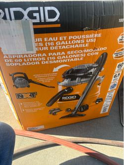 16 Gal. 6.5 Peak HP NXT Shop Vacuum Wet Dry Vac with Detachable Blower, Filter, Locking Hose and Accessories HD1600