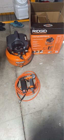 RIDGID 6 Gallon Air Compressor with Nailer and Hose