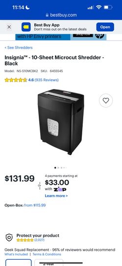 Insignia' - 10-Sheet Microcut Shredder on Wheels - Black