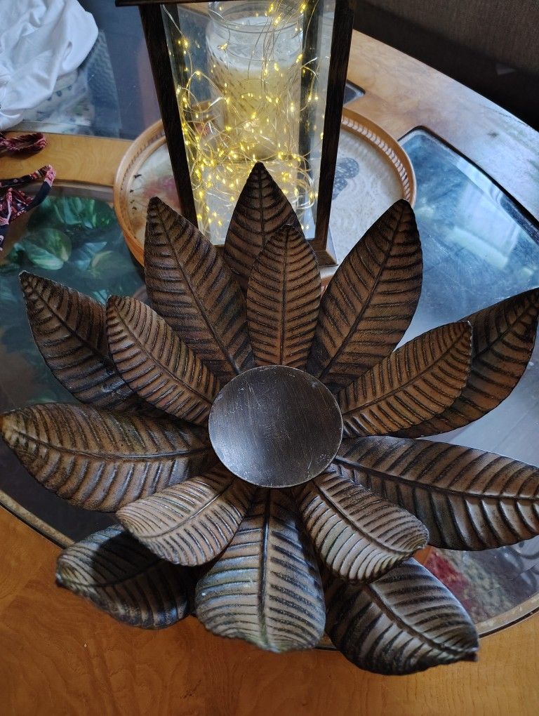 Vintage Palm Leaf Candle Holder