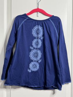 Blue long sleeve Mandala shirt for girls 6x