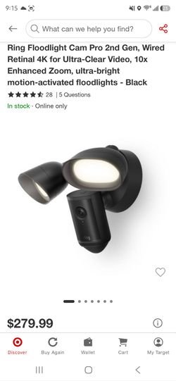 Ring Floodlight Cam Pro 2nd Gen, Wired Retinal 4K for Ultra-Clear Video, 10x Enhanced Zoom, ultra-bright notion-activated floodlights - Black
