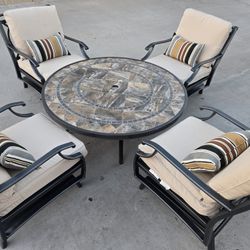 Patio Conversation Set With Fire Pit Table 