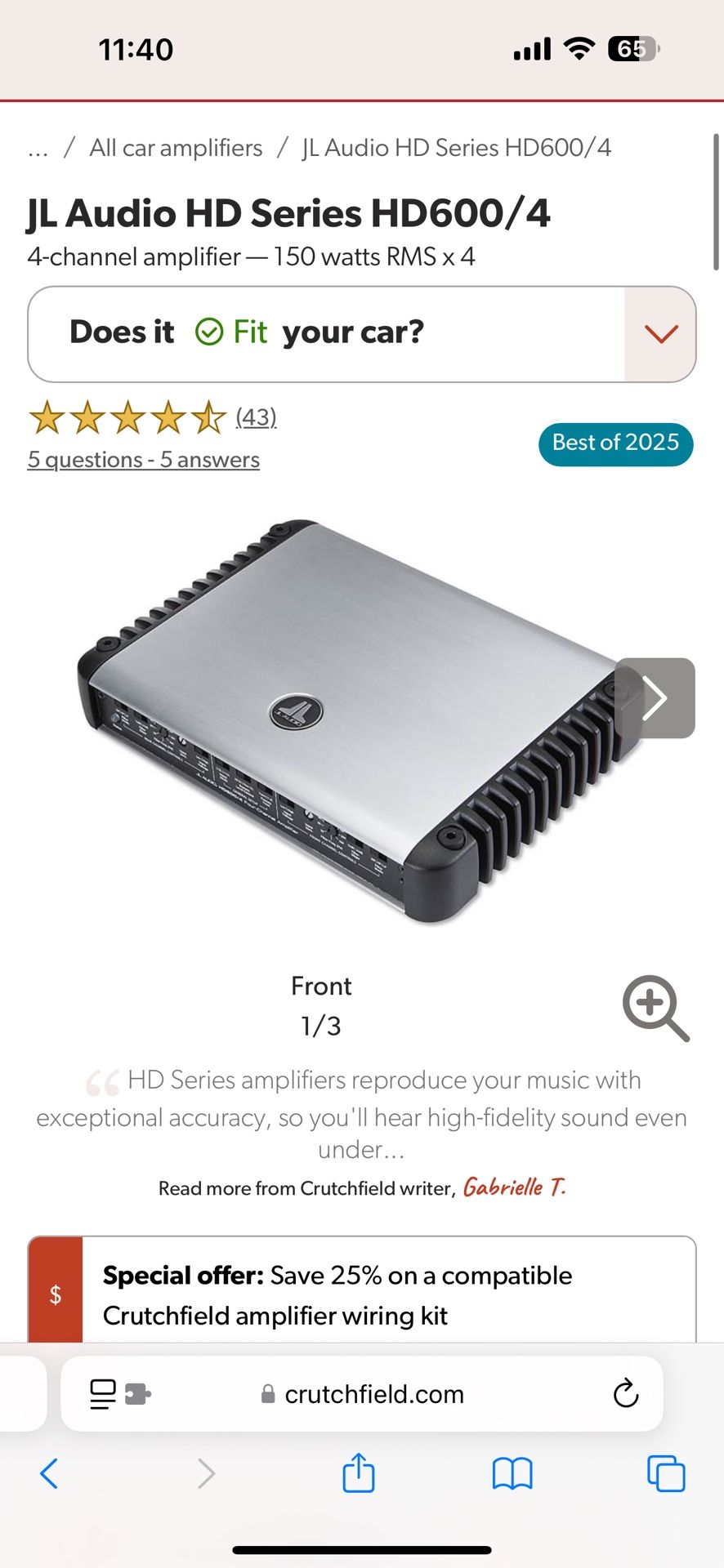 JL Audio HD600/4 Amp