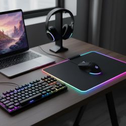 RGB Gaming Mouse Pad, LED Light Up Mousepad with Multiple Color Modes, Stitched Edges & Non-Slip Base, Smooth Cloth Surface for PC Gamers, Desk Setup 