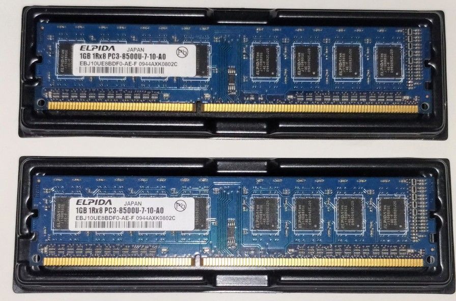 ELPIDA (Japan) 1 GB x2: 1Rx8 PC3-8500U-7-10-A0 Memory (RAM)