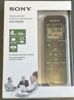 Official Sony Digital Voice Recorder ICD-PX370 [ BLACK ] NEW- See Photos