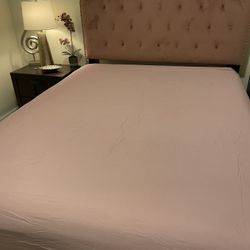 Headboard, Pink , queen size bed with frame