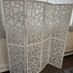 4-Panel White Room Divider / Privacy Screen