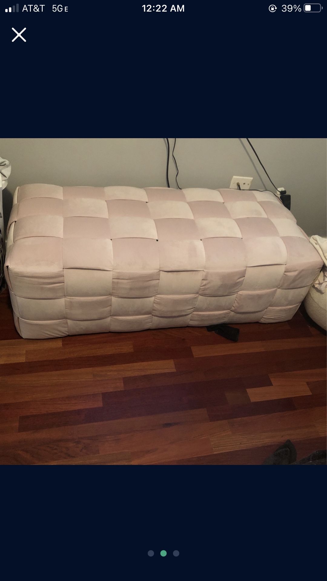 Blush Pink Cushioned Bench