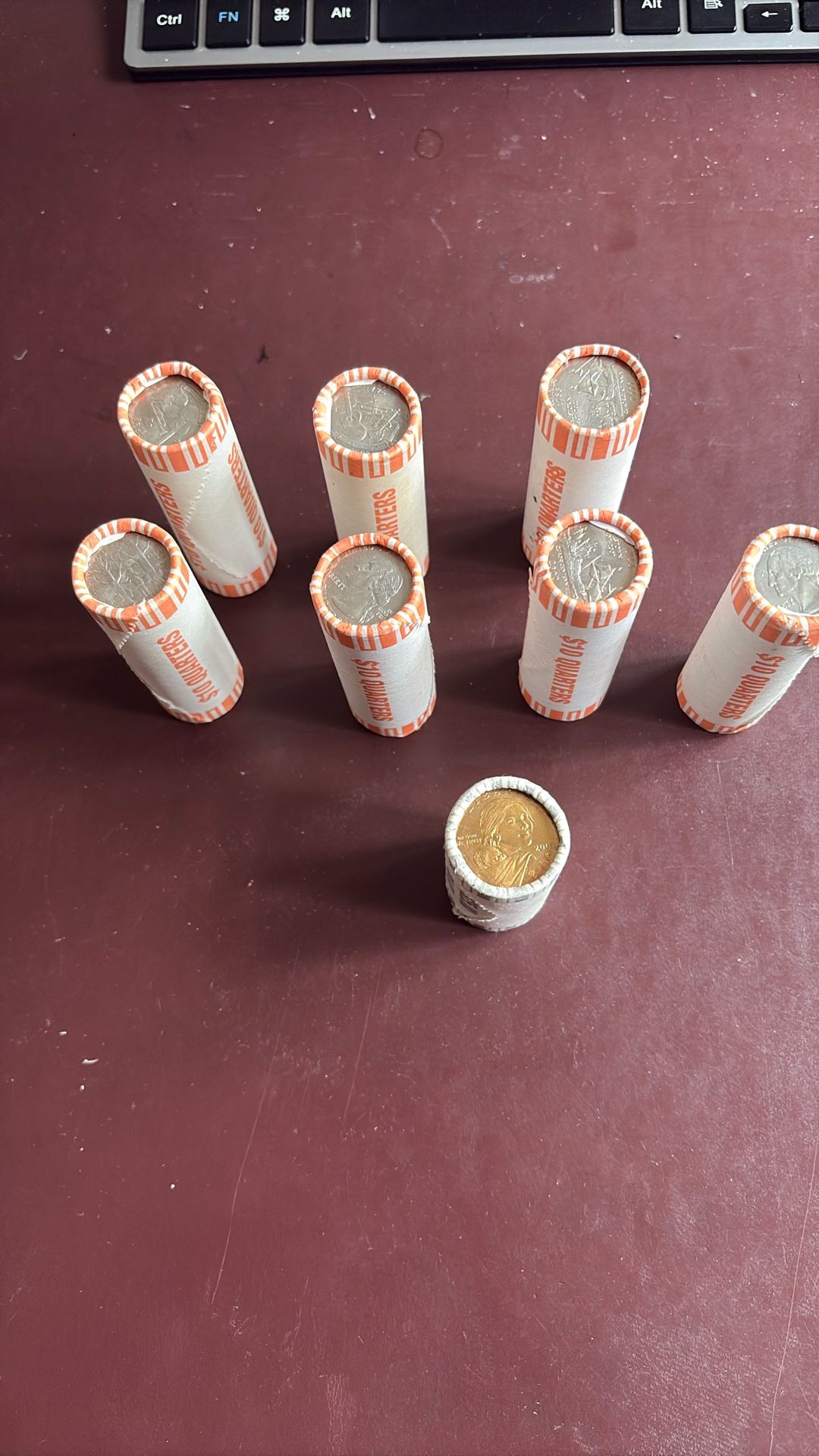 Coin Rolls of Susan B Anthony and State Quarters