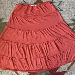 Vintage Y2K Clues Collections Orange Prairie Peasant Skirt Midi Boho size M