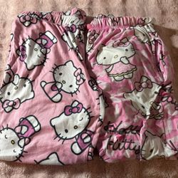 Two pair new condition size large lounge pants, hello Kitty