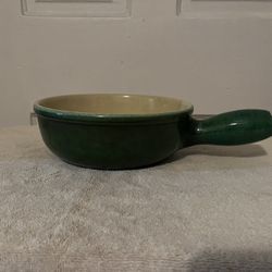 Green handled ceramic pan
